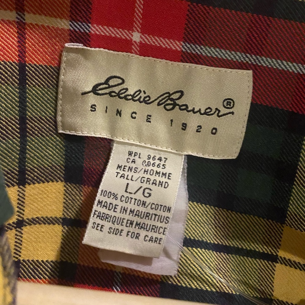 Eddie Bauer Cloth Flannel Shirt  Large Plaid